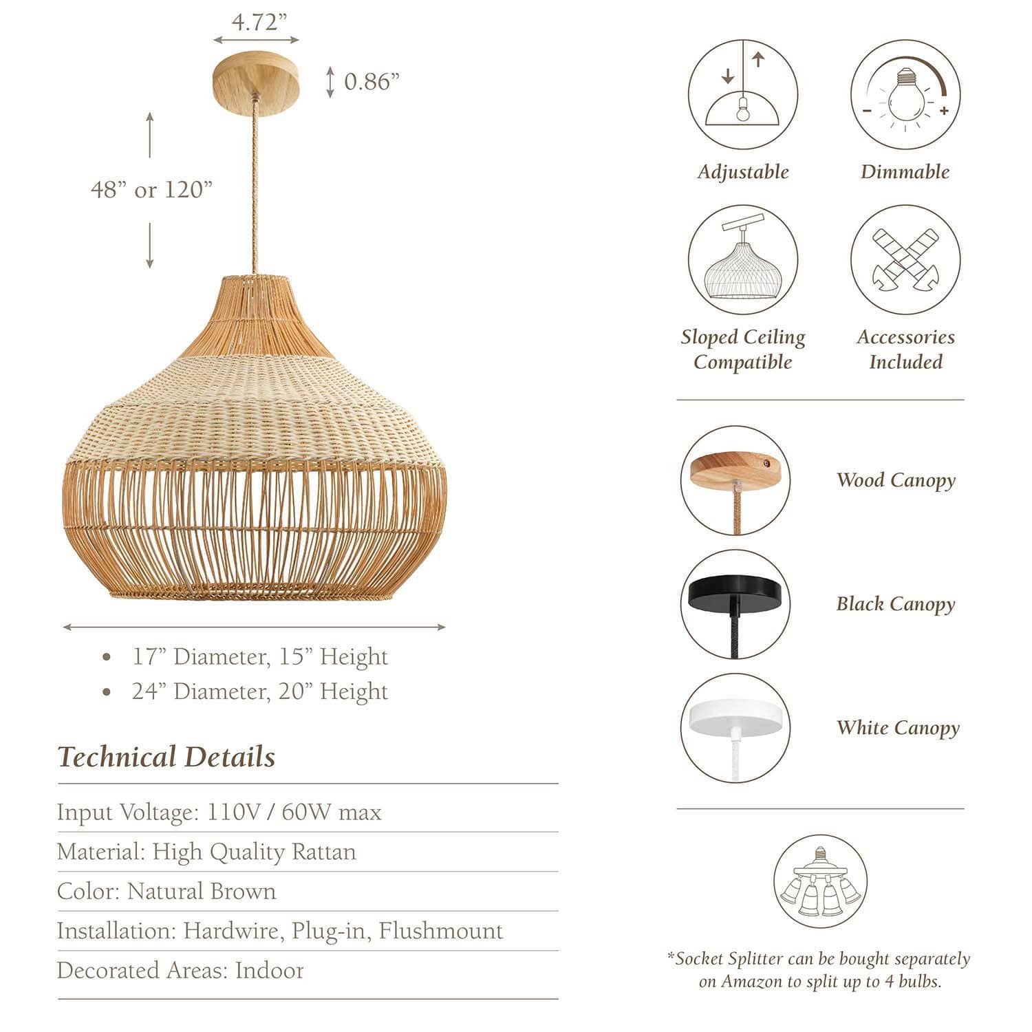 Beatrice Dome Rattan Pendant Light