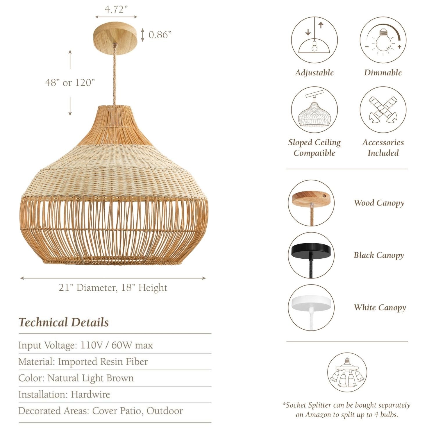 Outdoor Beatrice Rattan Pendant Light