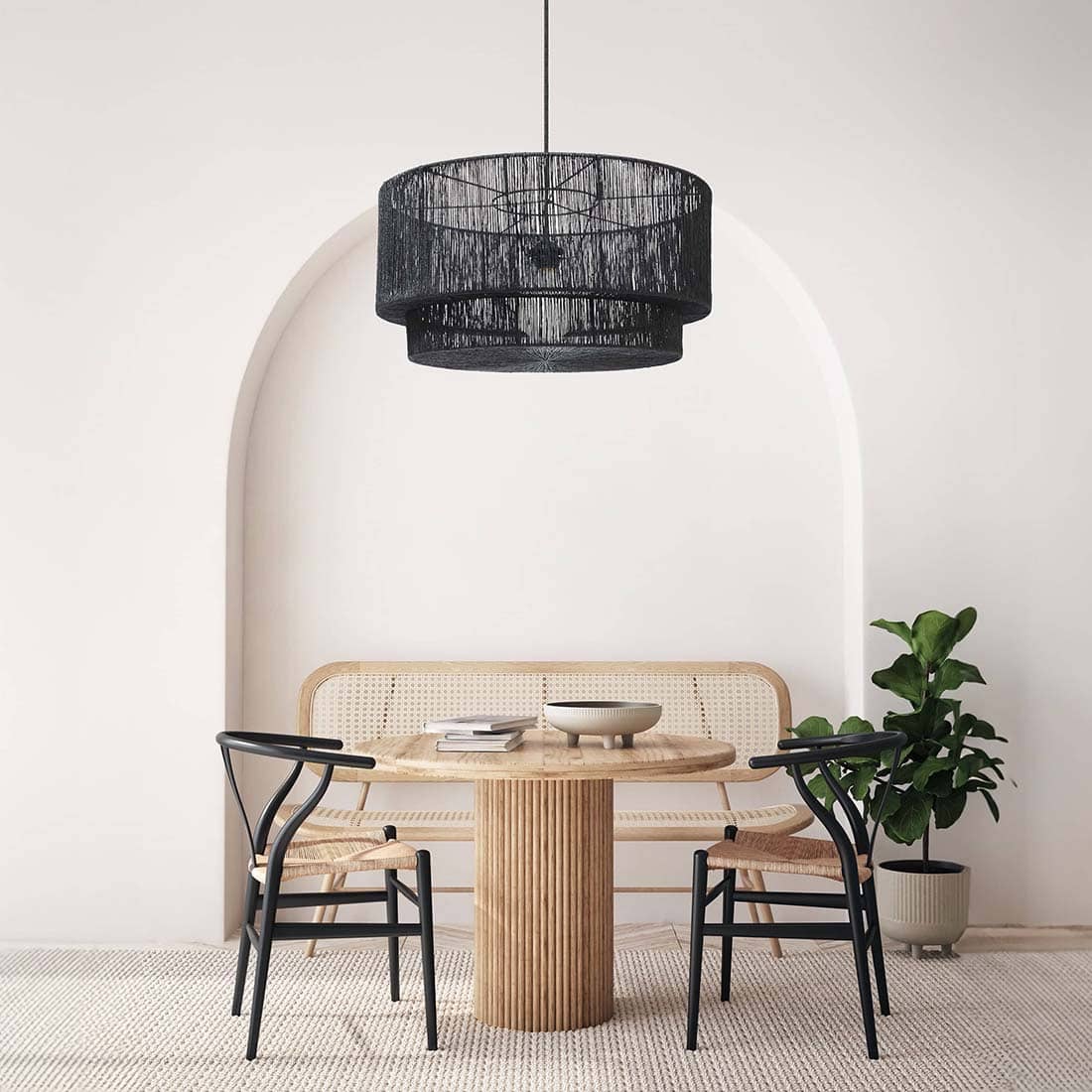 Black rattan deals pendant shade