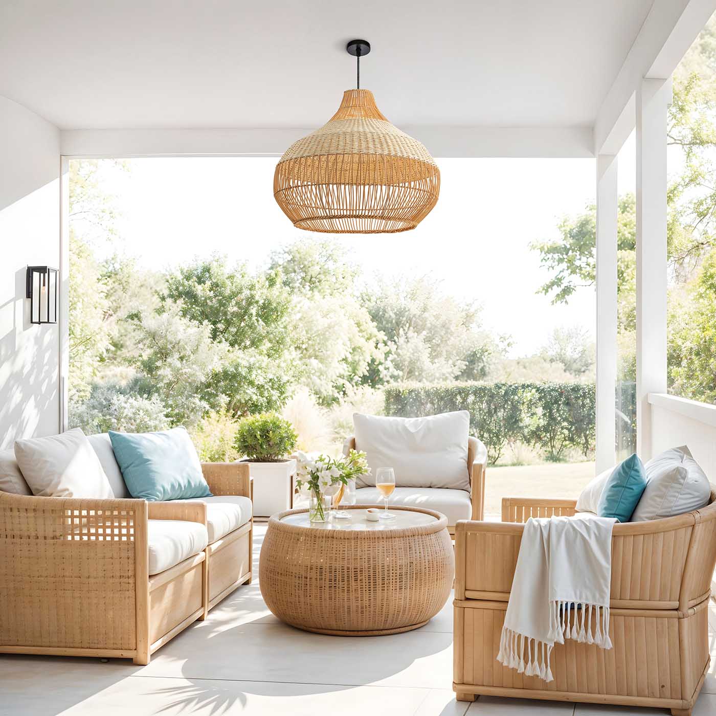 Outdoor Beatrice Rattan Pendant Light