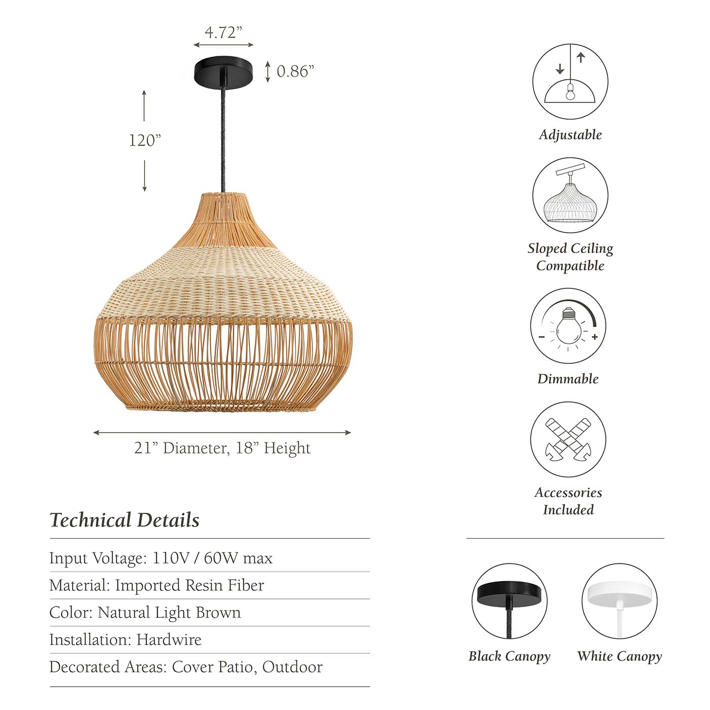 Outdoor Beatrice Rattan Pendant Light