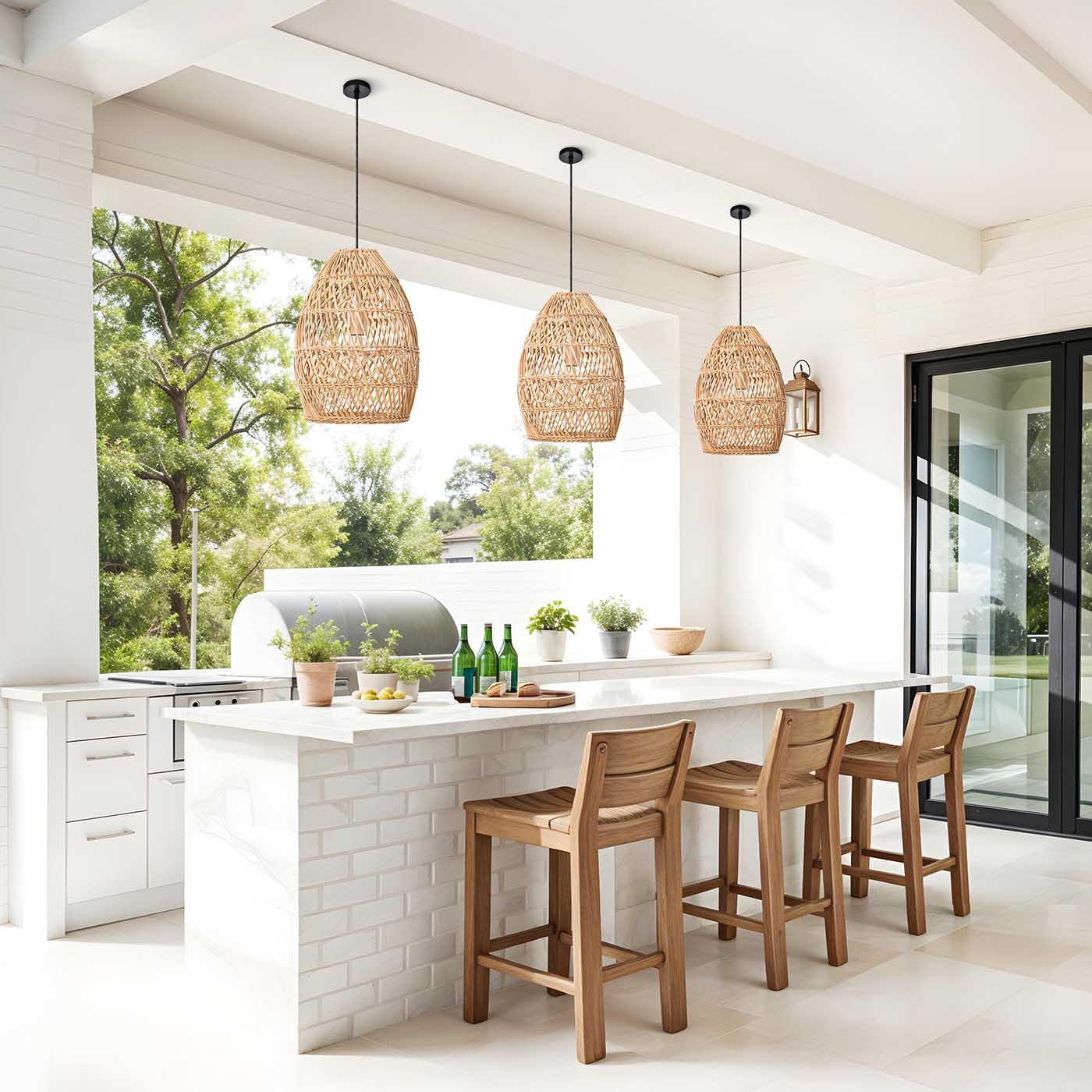 Outdoor Callie Rattan Pendant Light