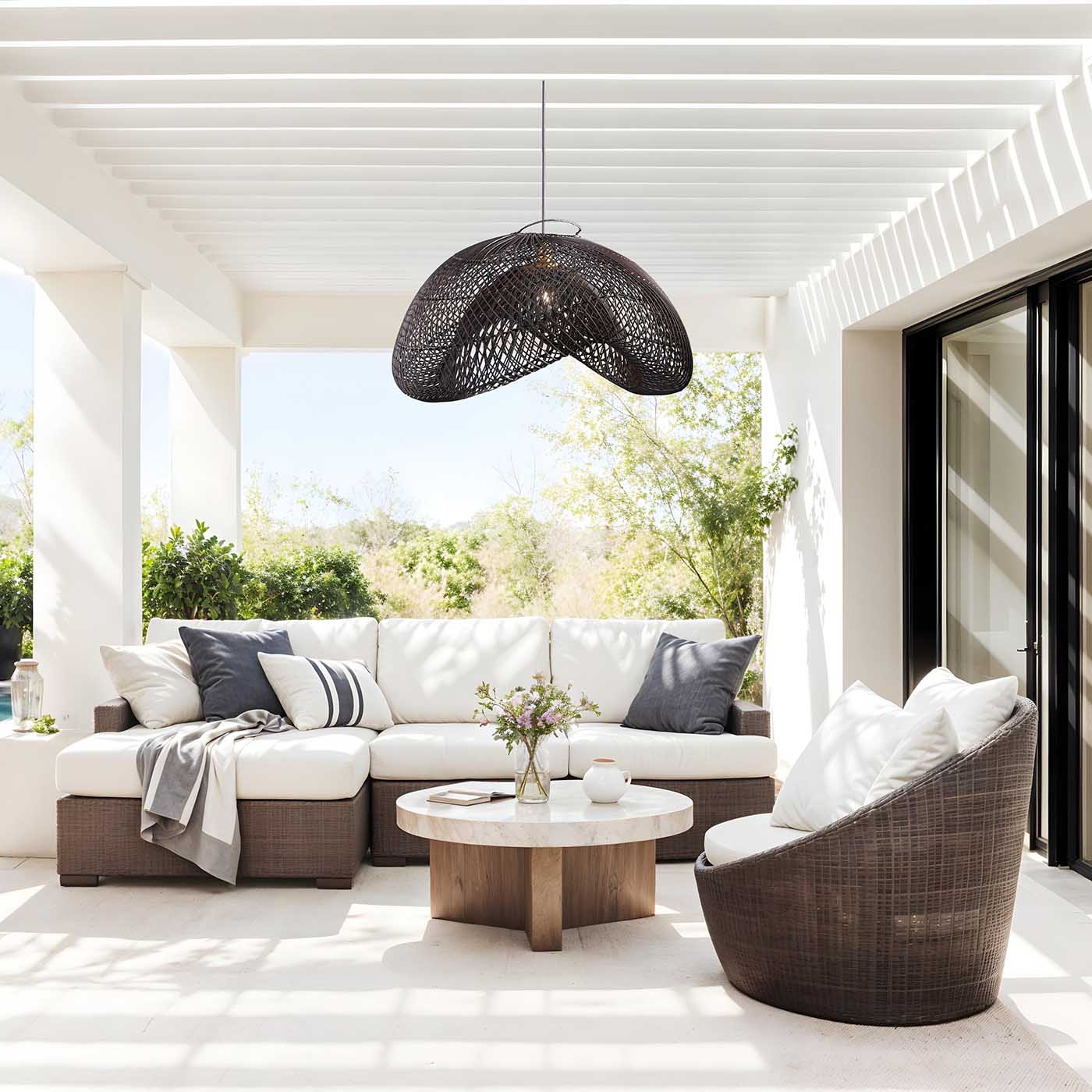 Outdoor Lucian Rattan Pendant Light