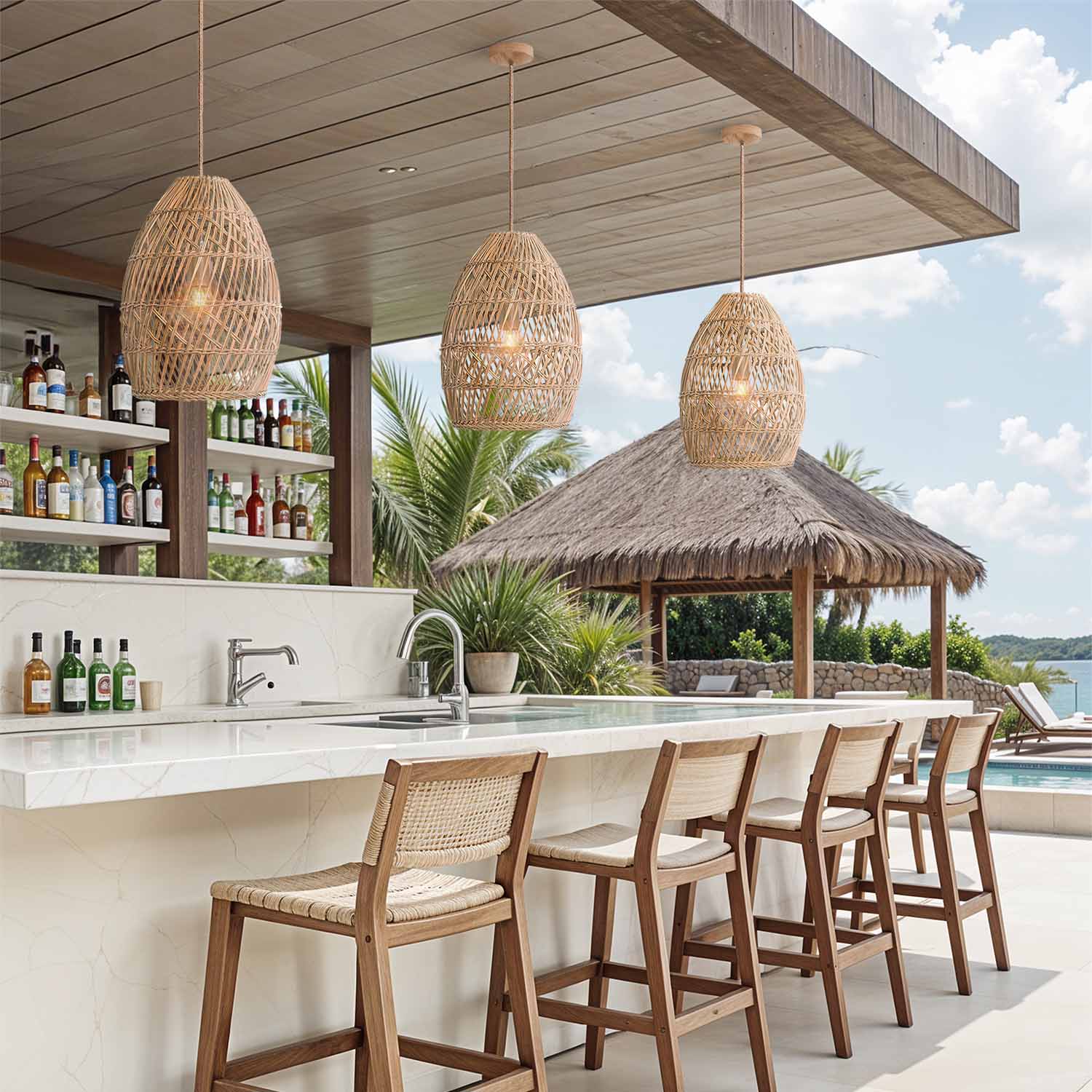 Outdoor Callie Rattan Pendant Light