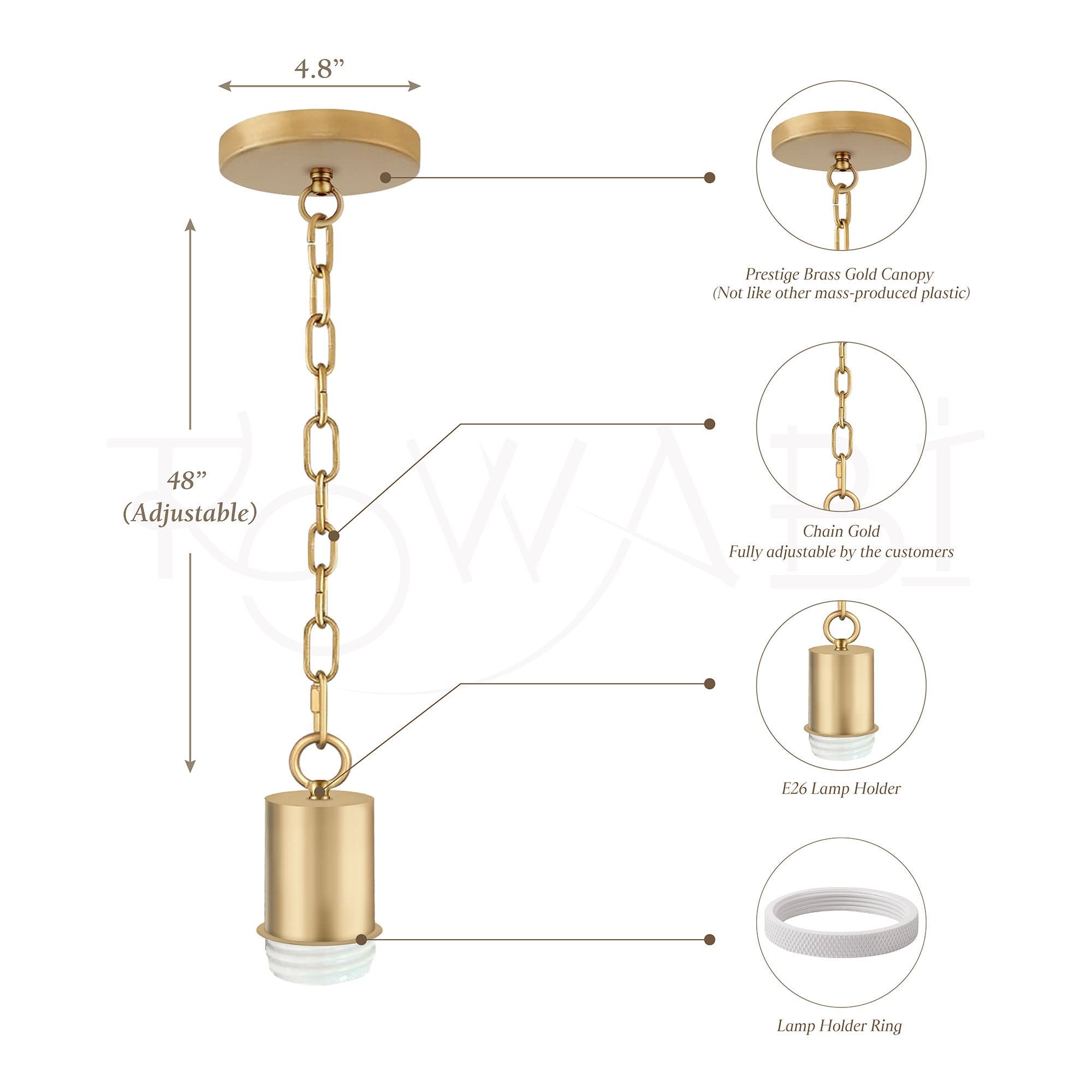 Gold Chain Hanging Pendant Light Kit