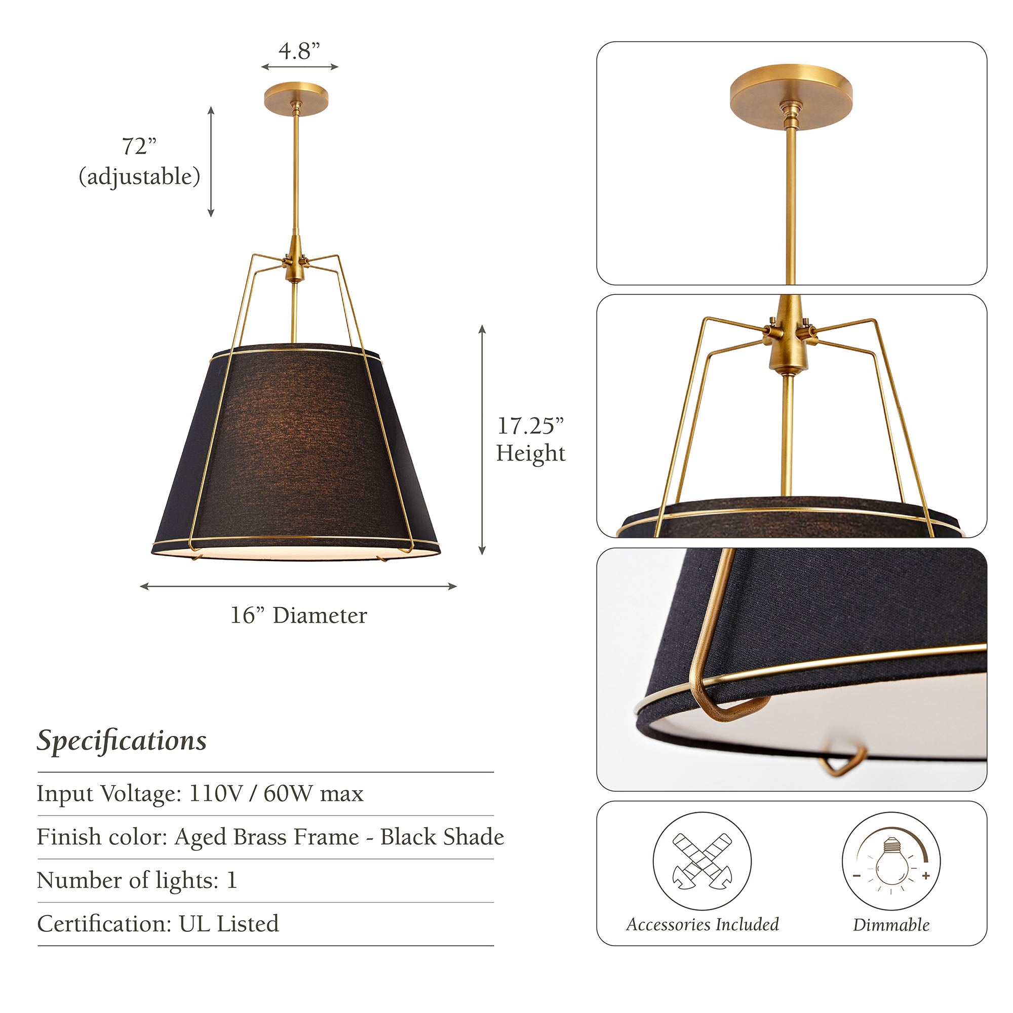 Arthur Black Pendant Light